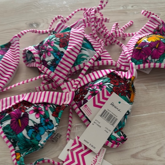 Floral Halter Bikini Top - Pink and Multicolor - Picture 2 of 3